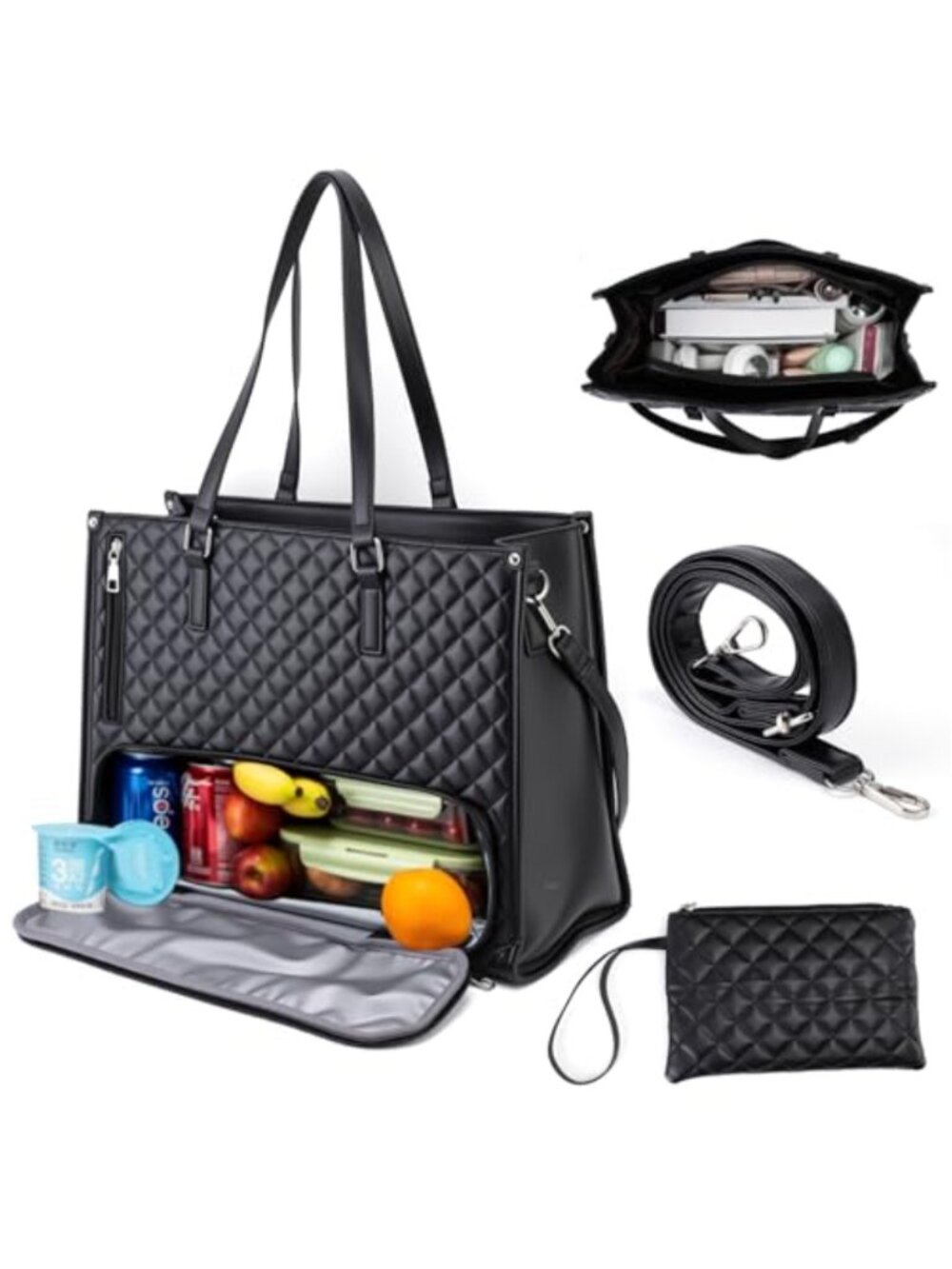 15.6 Inch Laptop Tote Bag 2 in 1 Insulated Lunch Bag with Wallet Shoulder Strap